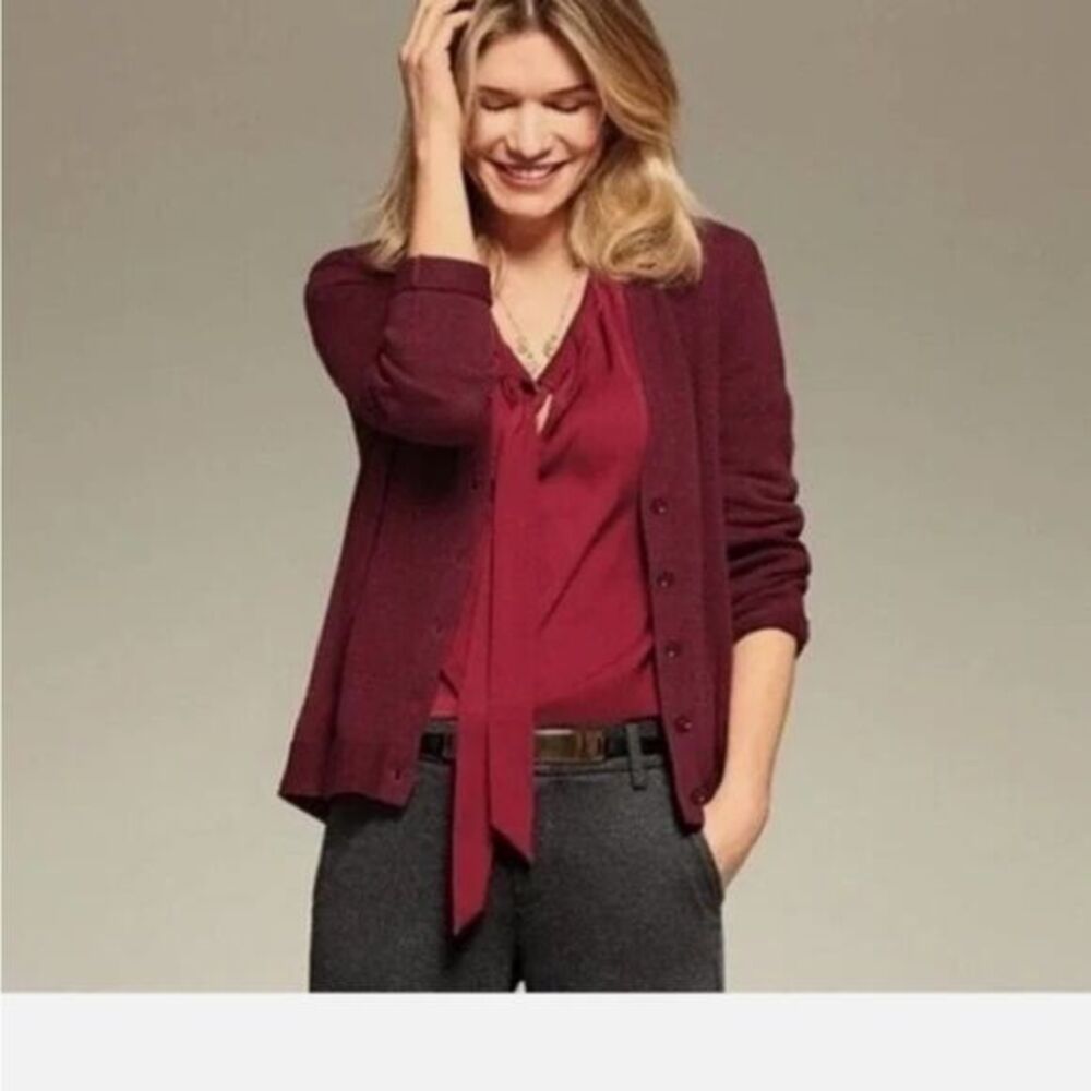 CAbi Burgundy Knit Sweater large style #3529